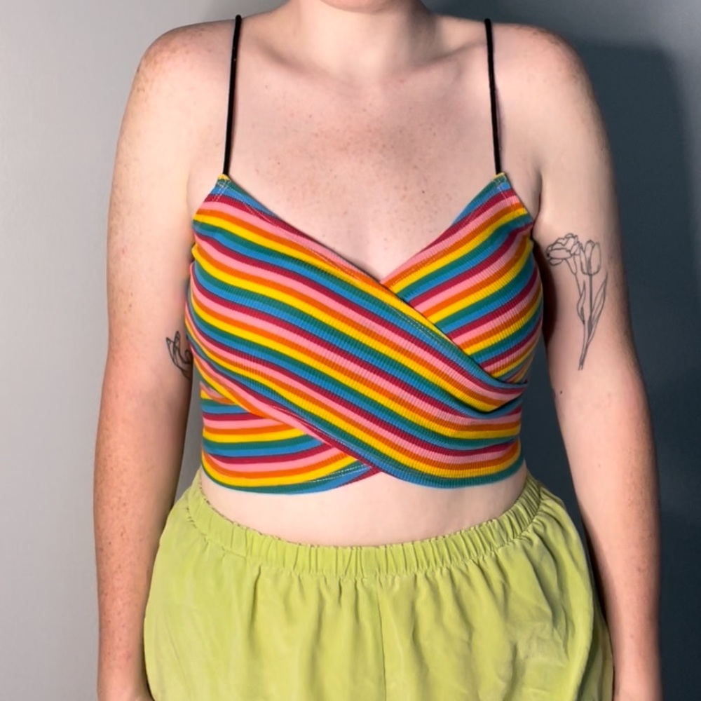Multicolored Wrapped Cropped top, so comfy and perfect for summer